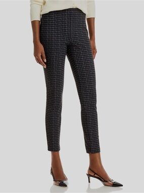 Theory Black Grid Print Skinny Cropped Legging Pant NWT Sz Large